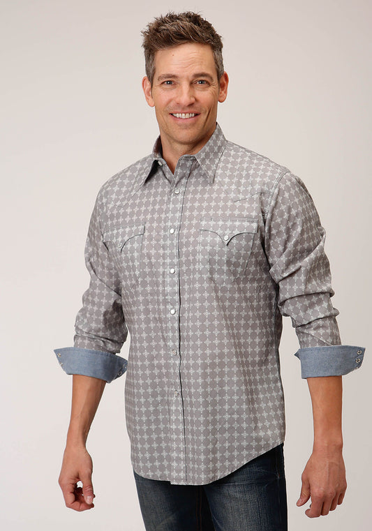 03-001-0064-4011GY Roper Men's West Made Collection L/S Shirt Grey