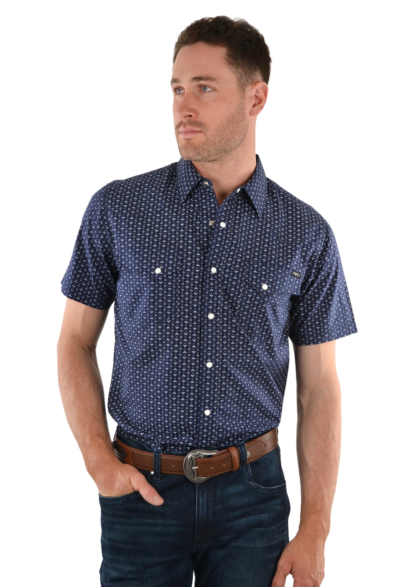 P1S1102450 Pure Western Men's Bailey Print SS Shirt