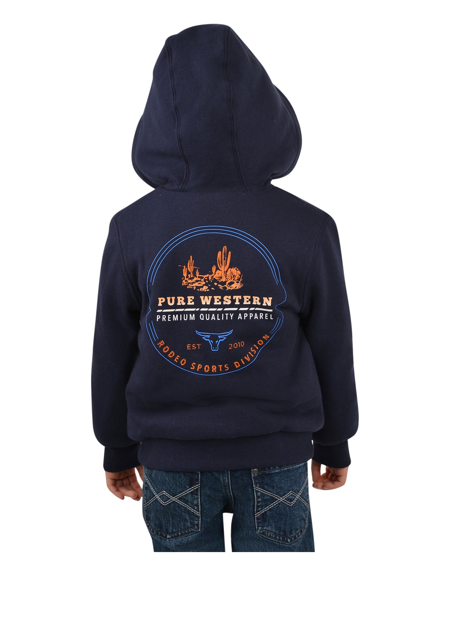 P2W3710522 Pure Western Boys McQuarie Zip Hoodie Navy