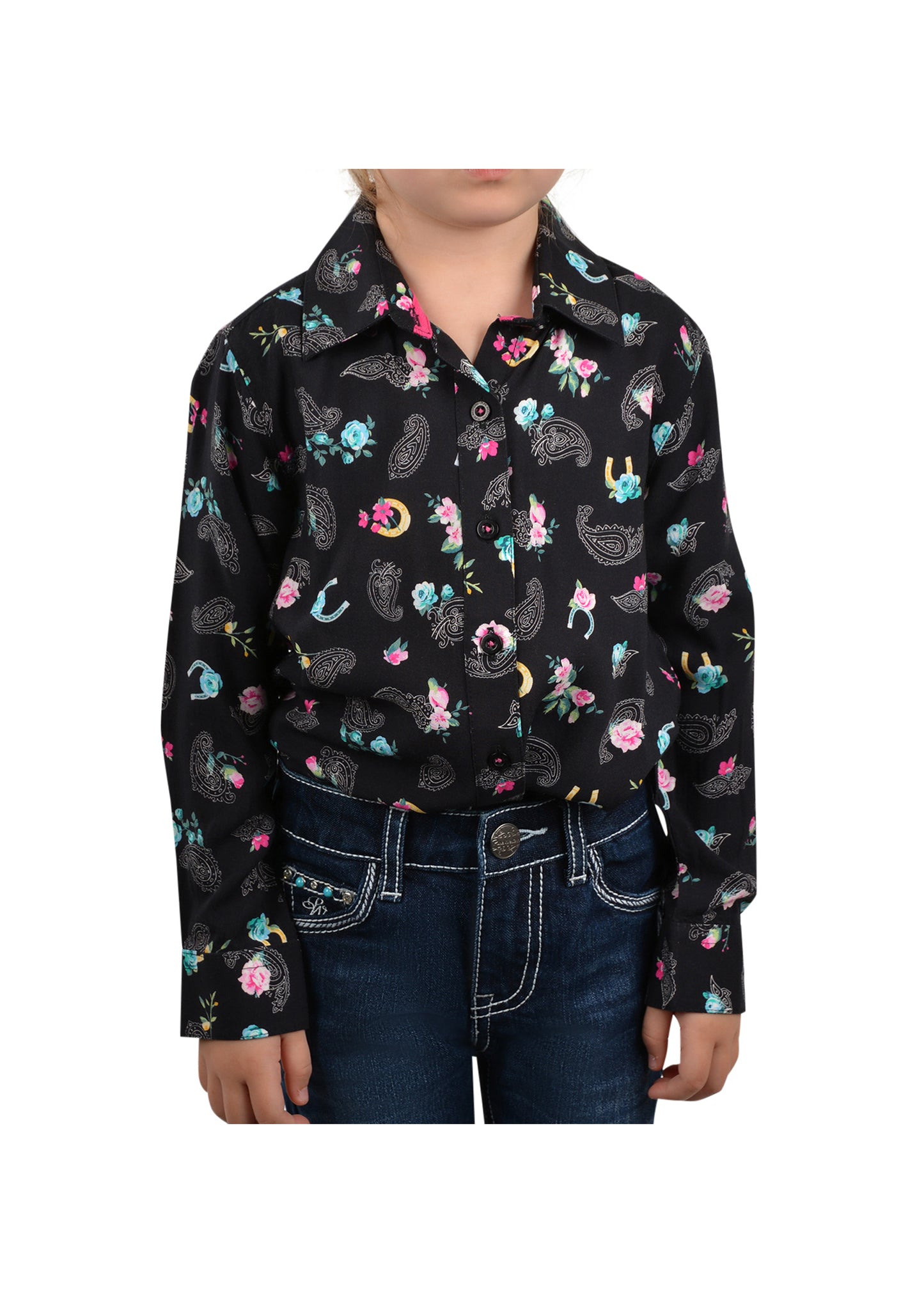 P2W5102550 Pure Western Girls Ellie LS Shirt