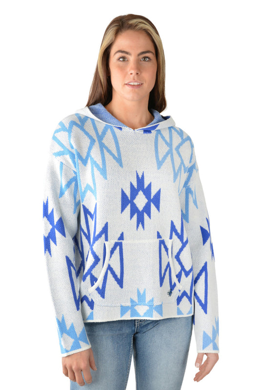 P3W2532722 Pure Western Women's Khloe knitted pullover Cream/Blue