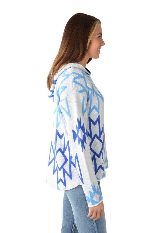P3W2532722 Pure Western Women's Khloe knitted pullover Cream/Blue