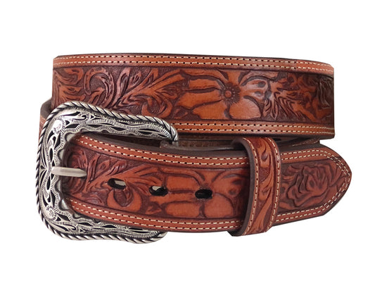 9559500 Roper Floral Tooled Genuine Leather Belt