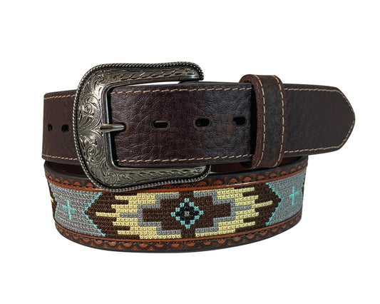 8654500 Roper Mns Aztec Design Genuine Leather Belt