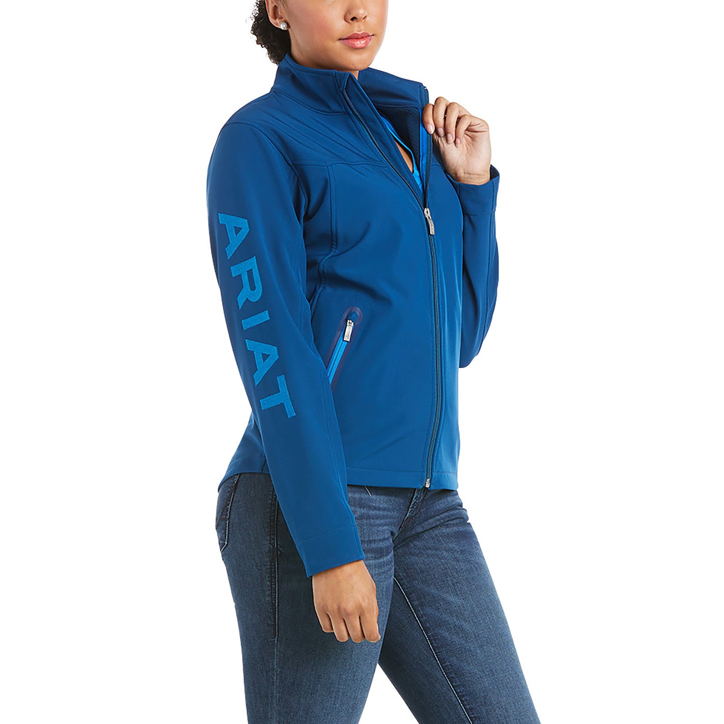 10034919 Ariat Women's New Team Softshell Jacket Blue Opal