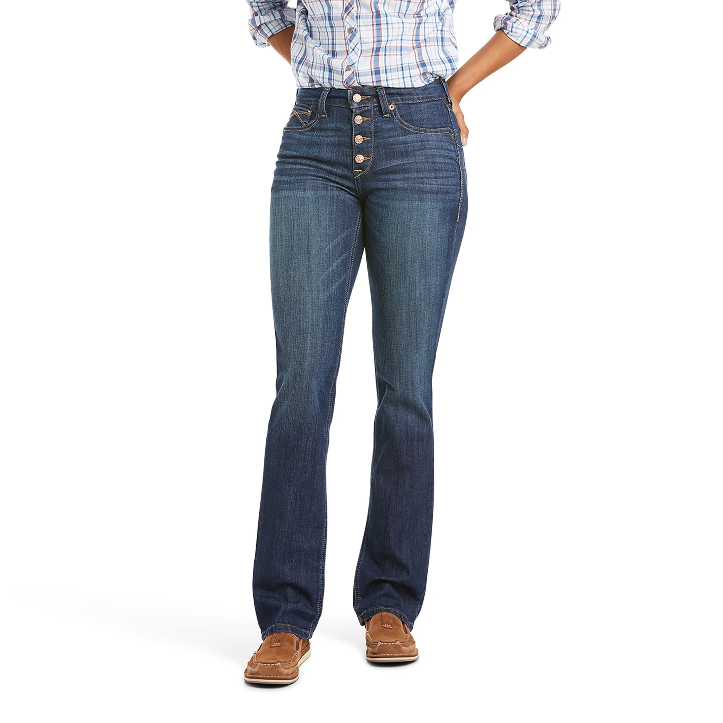 10034664 Ariat Women's Real High Rise Straight Leg Kirsten Pacific Long Leg