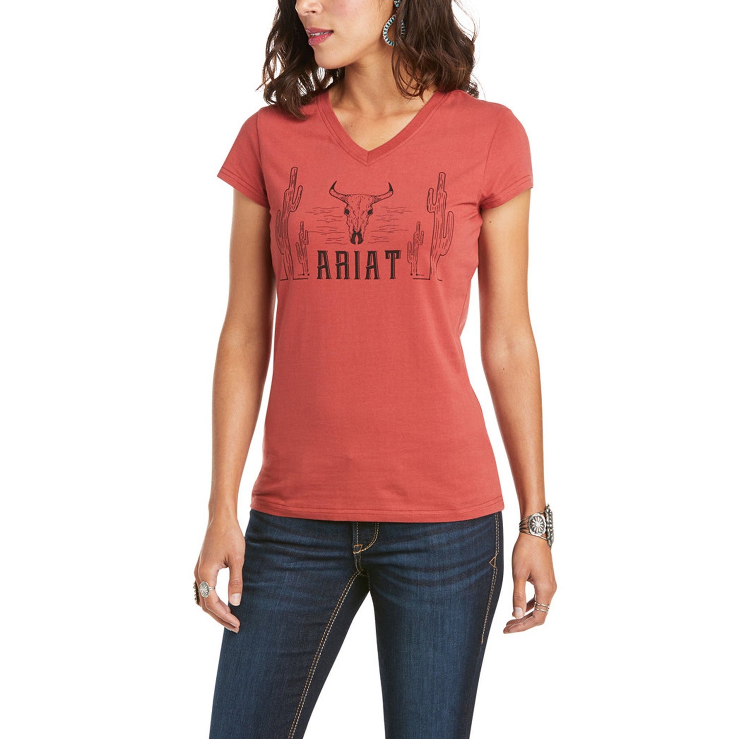 10035199 Ariat Women's Real Saguard Tee Terra Rouge