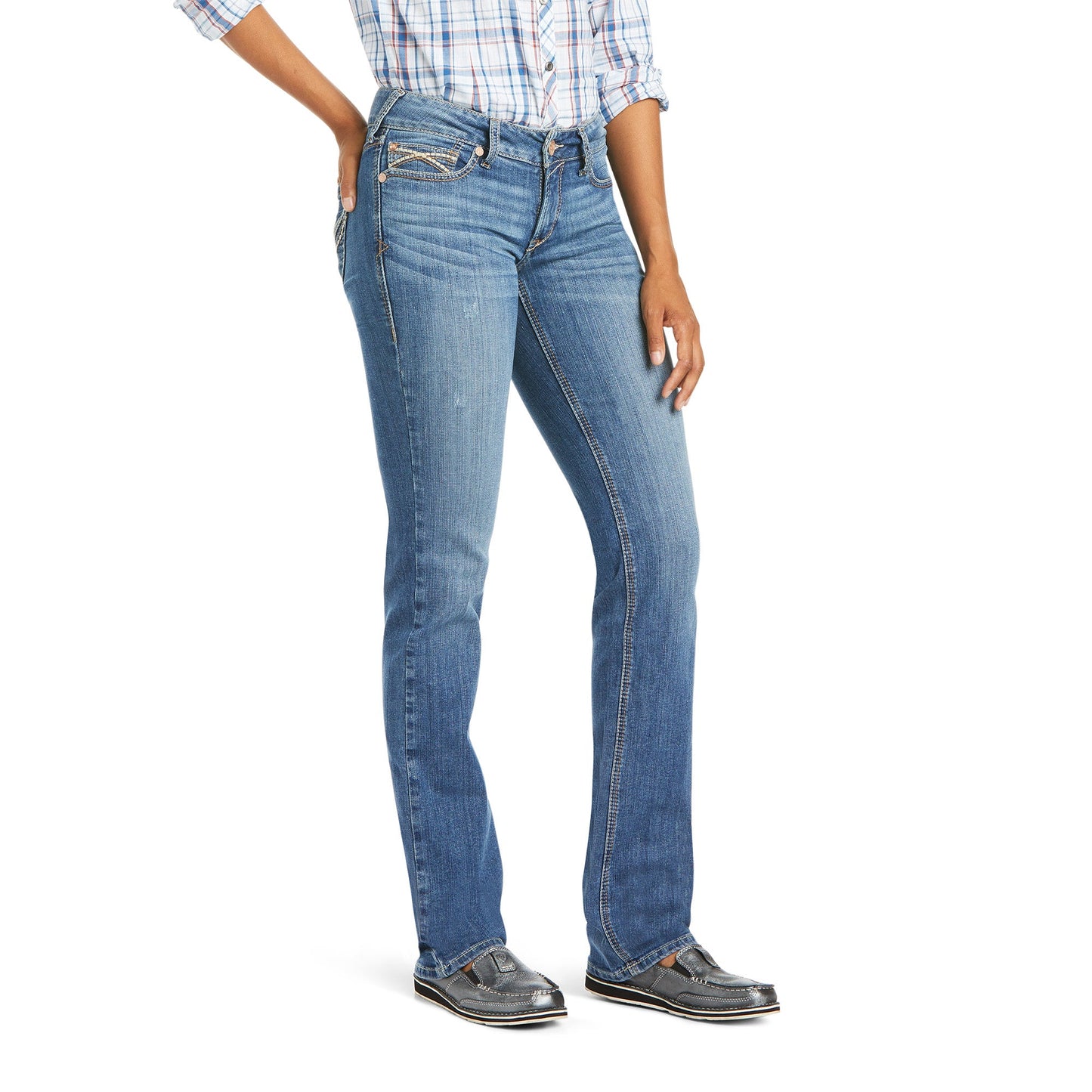 10036089 Ariat Women's Mid Rise Arrow Fit Elissa Straight Leg Extra Long leg
