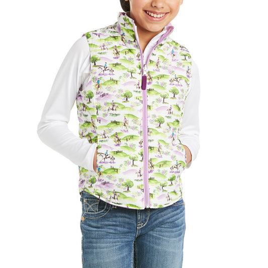 10034922 Ariat Kids Emma Insulated Reversible Vest Hunt Scene Print