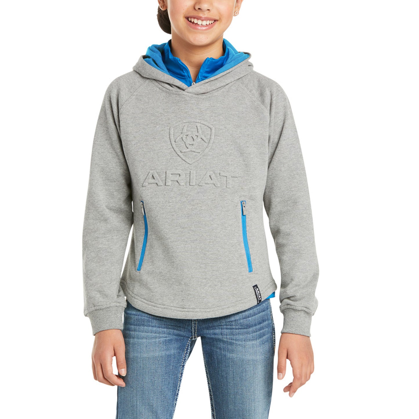 10035016 Ariat Kids 3D Logo Hoodie Heather Grey