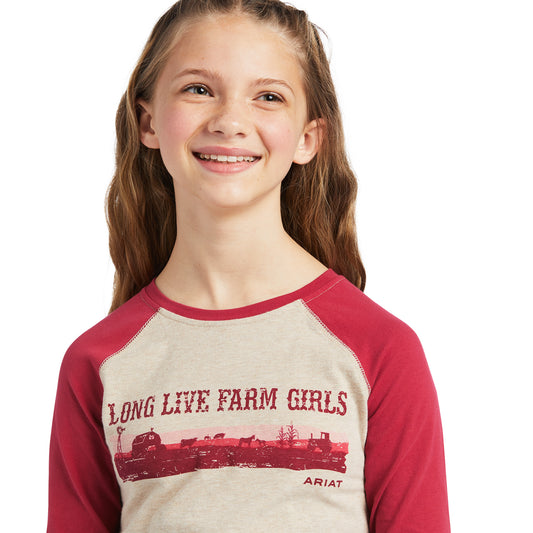 10039502 Ariat Girls REAL Long live cowgirls LS Tee