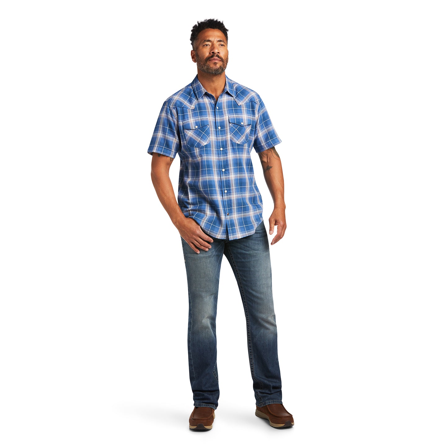 10039686 Ariat Mens Dutch Blue Retro S/S Shirt