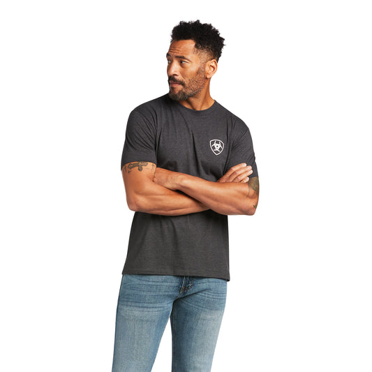 10039924 Ariat Men's Longhorn Tee Charcoal Heather