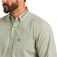 10040576 Ariat Mns PRO Team Drew LS Shirt White & Green Check