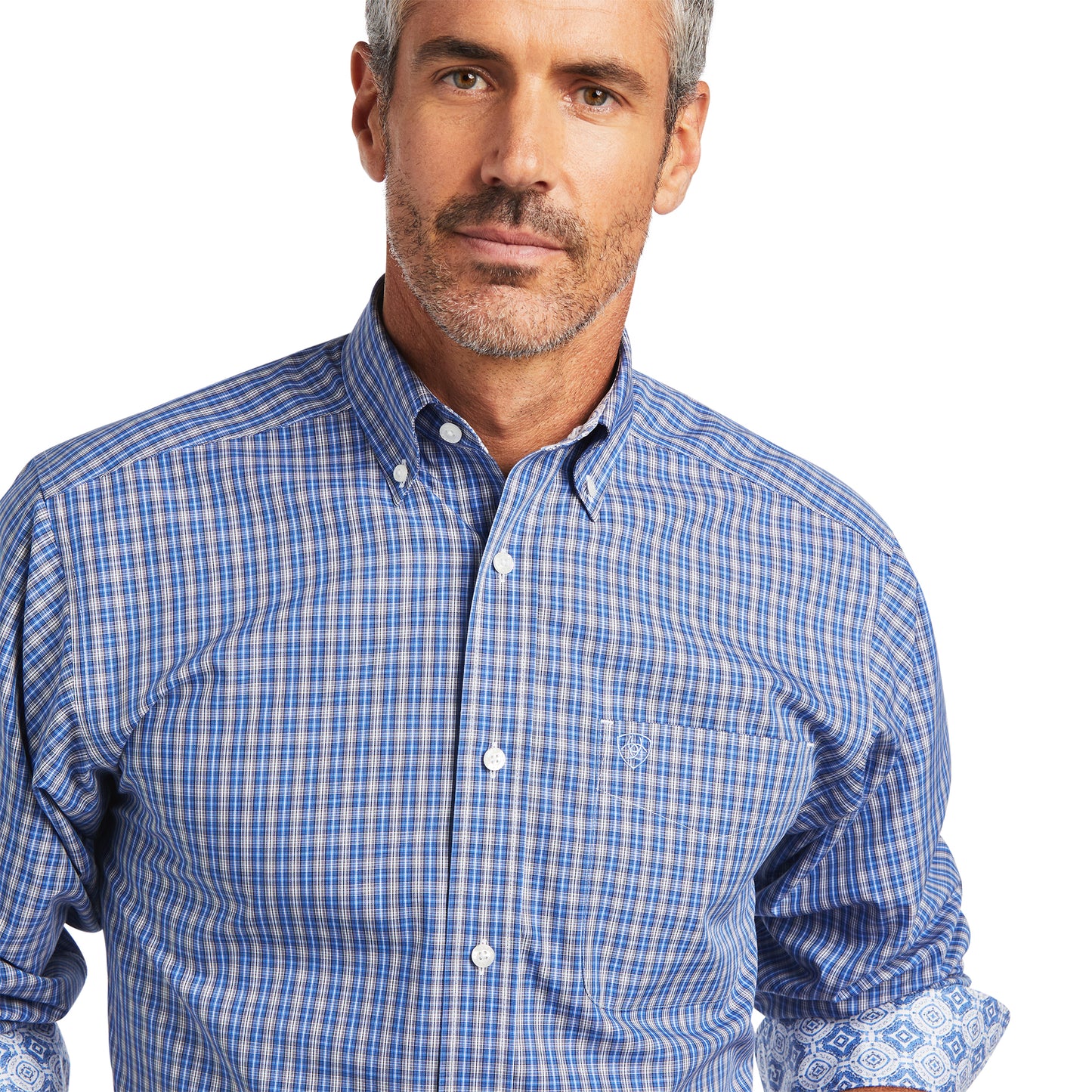 10040723 Ariat Mns Ezrah Fitted LS Shirt Reykjavik Blue