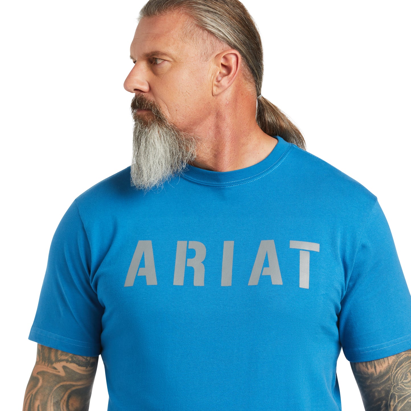 10039476 Ariat Men's Rebar Cotton Strong Block Tee Deep Water