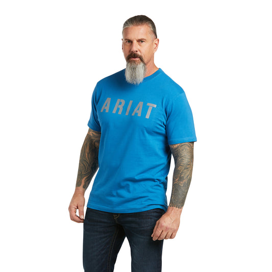 10039476 Ariat Men's Rebar Cotton Strong Block Tee Deep Water