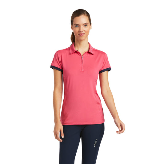 10039186 Ariat Women's Bandera 1/4 Zip SS Polo Party Punch
