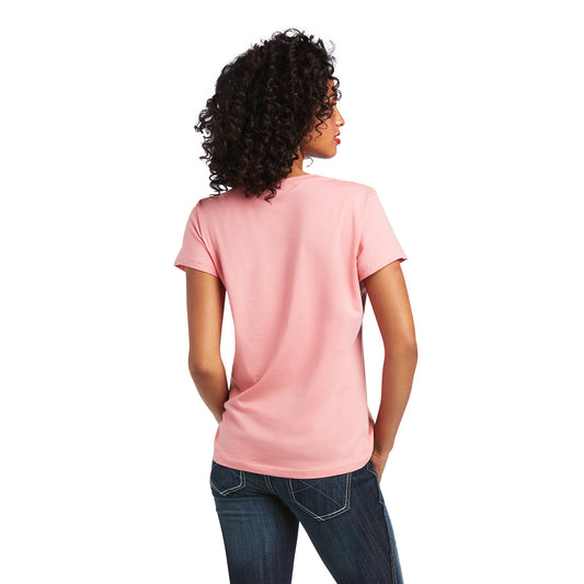 10039529 Ariat Wms Real Kinship Tee Peach Blossom