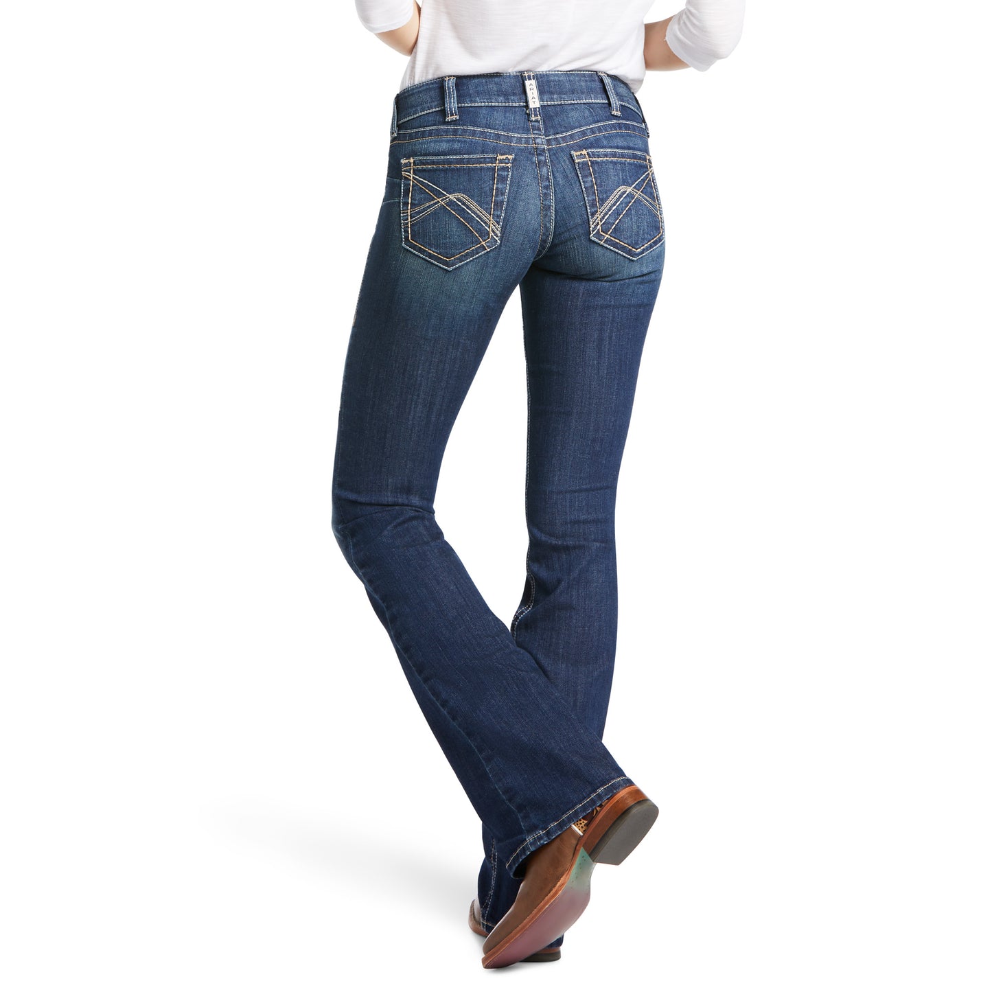 10039610 Ariat Wms Real Mid Rise Boot Cut Corinne Pacific