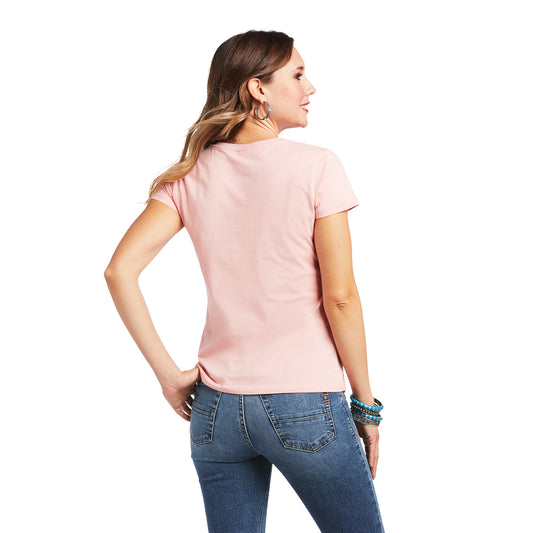 10039788 Ariat Wms Real Logo Script Fit Tee Pink