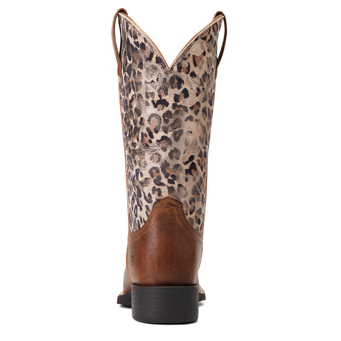 10040363 Ariat Women's Round Up Wide Square Toe Pearl Brown/Metallic Leopard