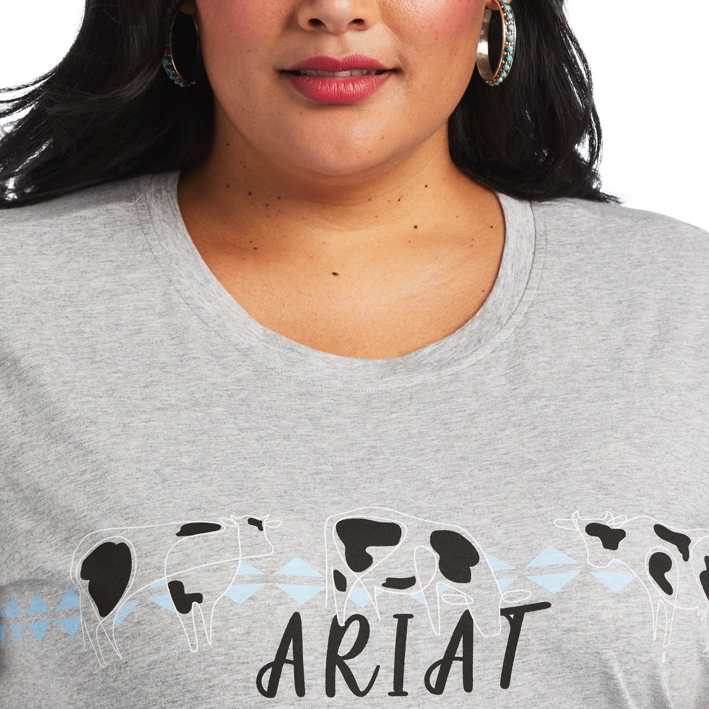 10040496 Ariat Wms Cow Pasture ss Tee Heather Grey