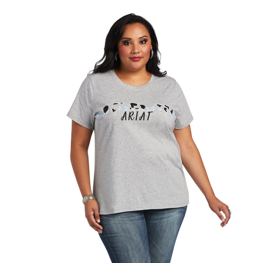 10040496 Ariat Wms Cow Pasture ss Tee Heather Grey