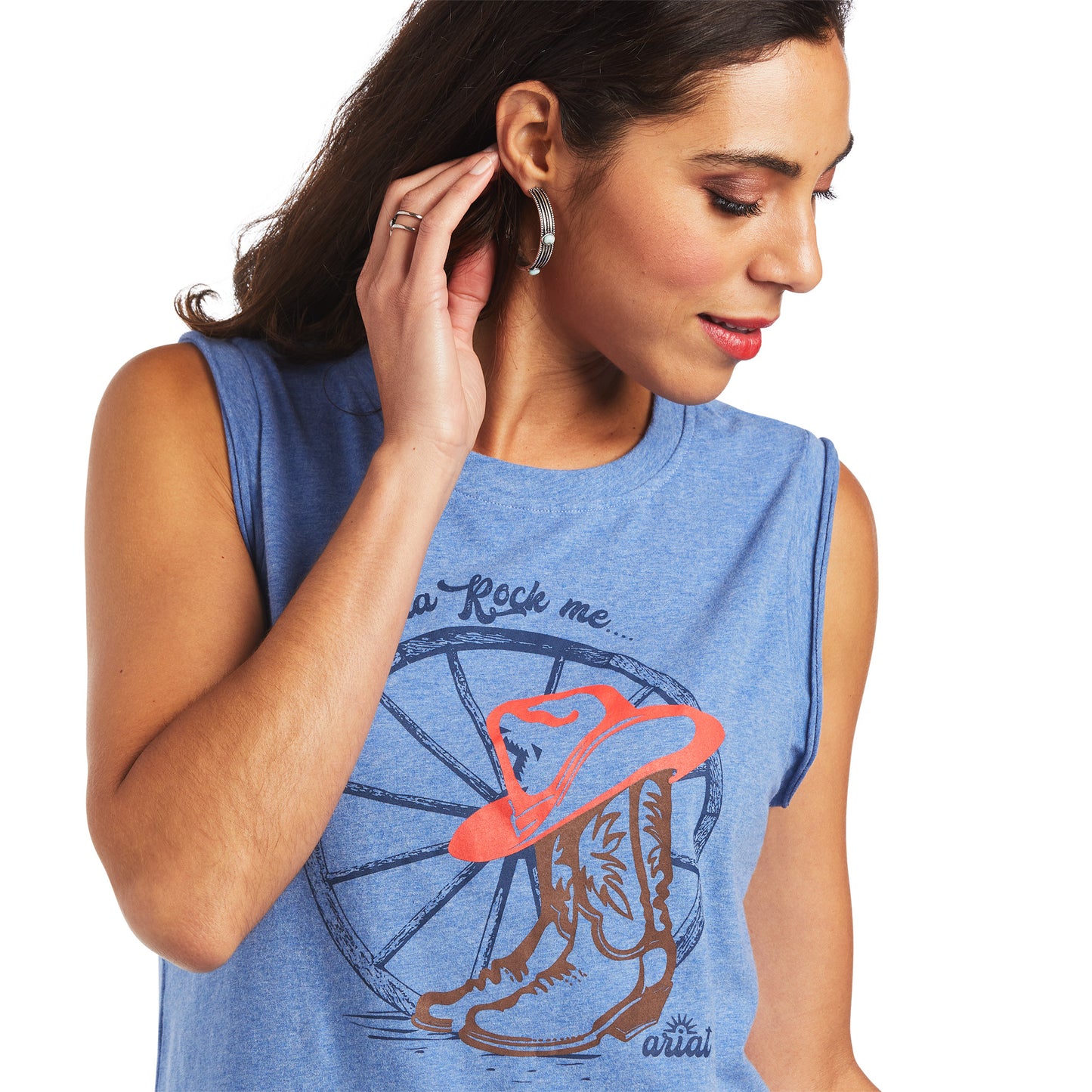 10040514 Ariat Wms Mama Sleeveless Tee Reykjavik Blue