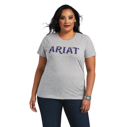 10040535 Ariat Wms Tribal Lore SS Tee Heather Grey