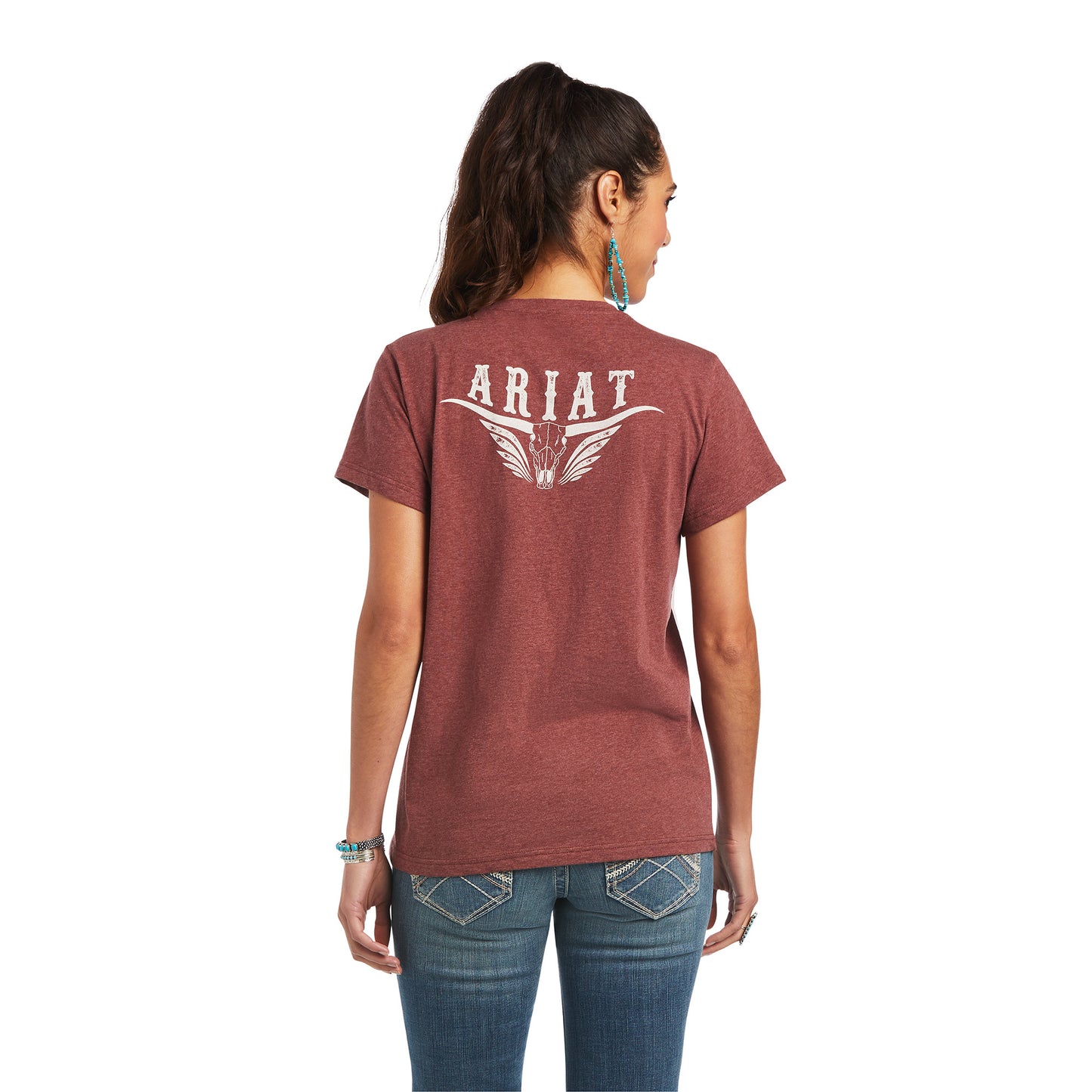 10040621 Ariat Wms Longhorn ss Tee Russet