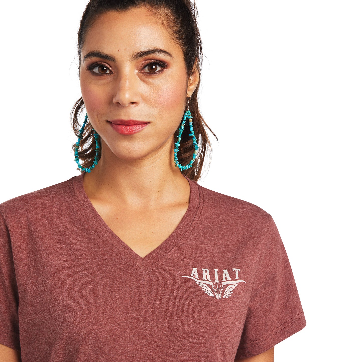 10040621 Ariat Wms Longhorn ss Tee Russet