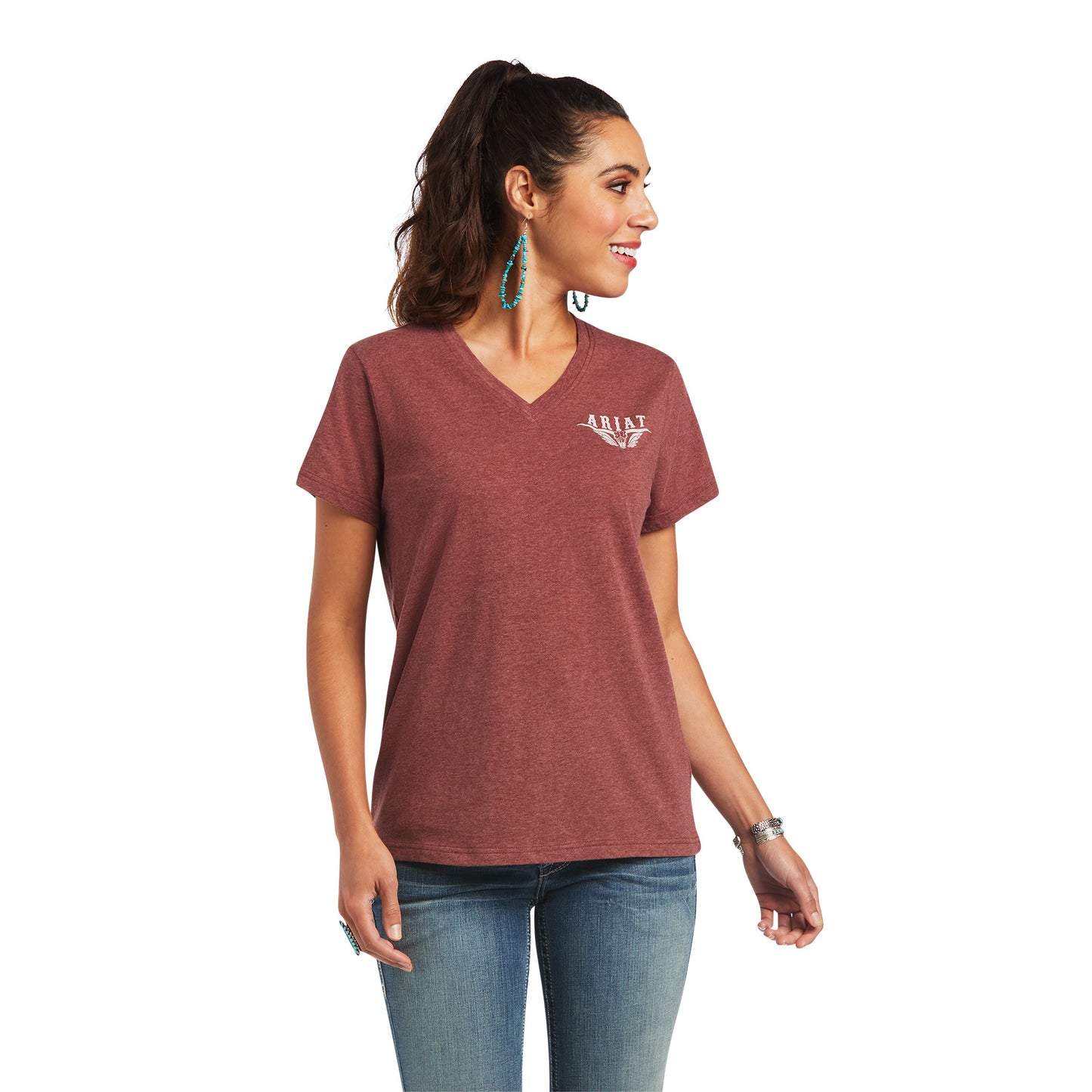 10040621 Ariat Wms Longhorn ss Tee Russet