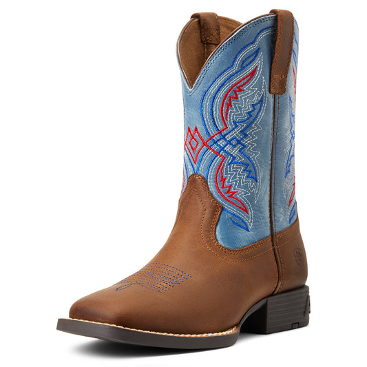 10040247 Ariat Kids Double Kicker Distressed Brown/Stone Blue