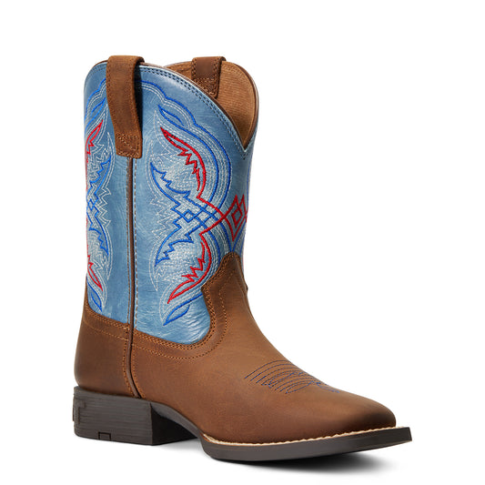 10040247 Ariat Kids Double Kicker Distressed Brown/Stone Blue