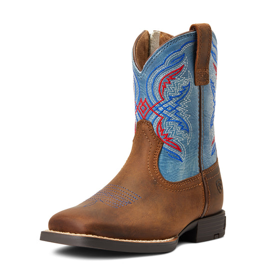 10040254 Ariat Toddler Double Kicker Distressed Brown/Stone Blue