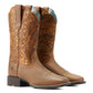 10044431 Ariat Women's Round Up Wide Square Toe Bare brown/ Copper Blanket Emboss
