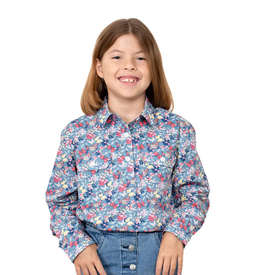 GWLS2237 Just Country Girls Harper Half Button Work Shirt