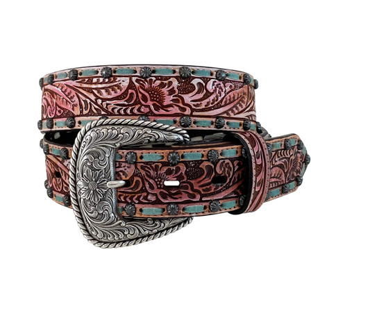 8845790 Roper Women's Tooled leather Floral Belt