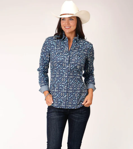 03-050-0064-4043 Roper Wmns L/S Shirt Blue