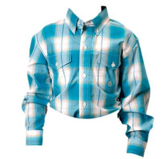 03-030-0378-4046 Roper Boys L/S Shirt Plaid Blue