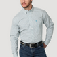 112314991 Wrangler L/S George Strait Aqua/Green Pattern Shirt