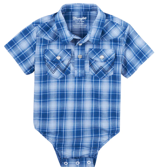 112315081 Wrangler Baby Blue Plaid Bodysuit