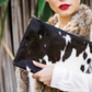 B70030 London Double Zipper Cowhide Handbag BLK/WHT
