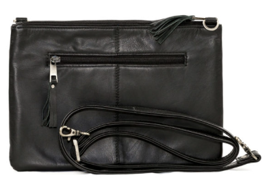 B70030 London Double Zipper Cowhide Handbag BLK/WHT