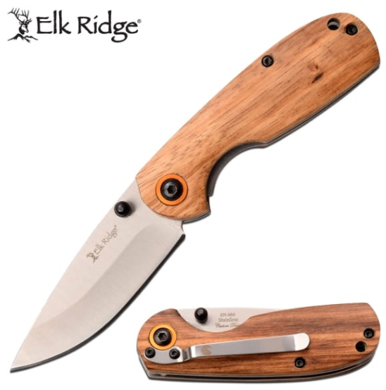 ER966ZB Elk Ridge Zebra Wood Folding Knife