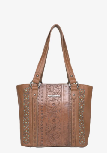 MW1067G-8317BR Montana West Floral Embossed Hand Bag