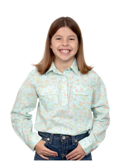 GWLS2280 Just Country Spearmint Flowers Work Shirt