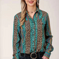 03-050-0590-0148 Roper Wms Aztec Leopard Stripe Blouse