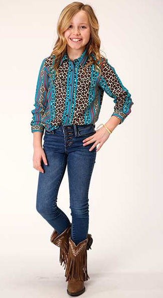 03-080-0590-0148 Roper GLS Aztec Leopard L/S Shirt